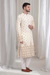 Shop_Aham-Vayam_Ivory Cotton Silk Embroidered Floral Swarna Pushp Kurta Pant Set _Online_at_Aza_Fashions