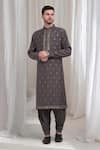 Buy_Aham-Vayam_Grey Cotton Embroidered Geometric Malhaar Kurta Patiala Set _Online_at_Aza_Fashions