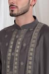 Aham-Vayam_Grey Cotton Embroidered Geometric Malhaar Kurta Patiala Set _at_Aza_Fashions