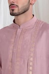 Aham-Vayam_Peach Cotton Embroidered Geometric Malhaar Kurta Patiala Set _at_Aza_Fashions