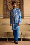 Buy_DiyaRajvvir_Blue Dola Silk Printed Chevron Bundi Kurta Set _at_Aza_Fashions