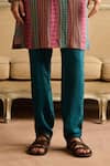 Buy_DiyaRajvvir_Fuchsia Dola Silk Printed Stripe Kurta And Pant Set _Online_at_Aza_Fashions