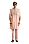 Buy_DiyaRajvvir_Pink Cotton Silk Embroidered Thread Cutdana And Kurta & Pant Set _Online_at_Aza_Fashions