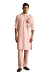 Buy_DiyaRajvvir_Pink Cotton Silk Embroidered Thread Cosmic Floral Kurta And Pant Set _Online_at_Aza_Fashions