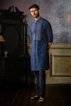 Buy_DiyaRajvvir_Blue Cotton Silk Embroidered Thread Cutdana Kurta And Pant Set _at_Aza_Fashions