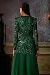 Shop_DiyaRajvvir_Green Tulle Embroidered Bead Notched Round Abstract Pattern Jacket With Sharara _at_Aza_Fashions