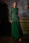 Buy_DiyaRajvvir_Green Tulle Embroidered Bead Notched Round Abstract Pattern Jacket With Sharara _Online_at_Aza_Fashions