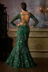 Shop_DiyaRajvvir_Green Tulle Embroidered Bead Square Stone Fish-cut Lehenga With Blouse _at_Aza_Fashions