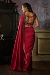 DiyaRajvvir_Maroon Tulle Embroidered Bead Scallop Hem Pre-draped Dhoti Saree With Blouse _Online_at_Aza_Fashions