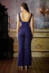 Shop_DiyaRajvvir_Blue Tulle Embroidered Bead Scoop Geometric Jumpsuit _at_Aza_Fashions