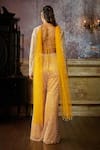 Shop_DiyaRajvvir_Yellow Tulle Embroidered Pearl Square Tassled Detailed Blouse Pant Set _at_Aza_Fashions