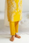 WABI SABI BY ANSHUM-RITESH_Yellow Chanderi Embroidery Dori Paisley Vine Kurta With Pyjama _at_Aza_Fashions