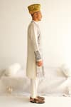 Buy_WABI SABI BY ANSHUM-RITESH_Ivory Chanderi Embroidery Aari Tulip Tapestry Kurta With Pyjama 