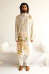 Buy_WABI SABI BY ANSHUM-RITESH_Ivory Chanderi Hand Painted Racoon Trail Kurta With Pyjama _at_Aza_Fashions