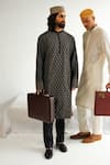 WABI SABI BY ANSHUM-RITESH_Black Chanderi Embroidery Dori Asterisk Kurta And Pyjama Set _at_Aza_Fashions