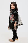 Buy_Mamma Plz_Black Handwoven Chanderi Printed Floral Kurta Pyjama Set _at_Aza_Fashions