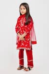 Buy_Mamma Plz_Red Handwoven Chanderi Printed Fauna Birds Kurta Pyjama Set _at_Aza_Fashions