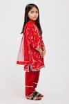 Mamma Plz_Red Handwoven Chanderi Printed Fauna Birds Kurta Pyjama Set _Online_at_Aza_Fashions