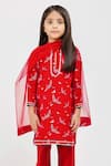 Buy_Mamma Plz_Red Handwoven Chanderi Printed Fauna Birds Kurta Pyjama Set _Online_at_Aza_Fashions