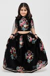 Buy_Mamma Plz_Black Handwoven Chanderi Printed Floral Lehenga Set _at_Aza_Fashions