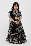 Buy_Mamma Plz_Black Handwoven Chanderi Printed Flora Lehenga Set _at_Aza_Fashions