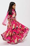 Buy_Mamma Plz_Pink Handwoven Chanderi Printed Floral Bird Lehenga Set _Online_at_Aza_Fashions