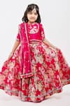 Buy_Mamma Plz_Pink Handwoven Chanderi Printed Floral Flowery Lehenga Set _at_Aza_Fashions