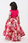 Shop_Mamma Plz_Pink Handwoven Chanderi Printed Floral Flowery Lehenga Set _at_Aza_Fashions