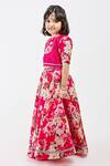 Mamma Plz_Pink Handwoven Chanderi Printed Floral Flowery Lehenga Set _at_Aza_Fashions