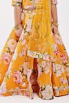 Mamma Plz_Yellow Handwoven Chanderi Printed Floral Botanic Lehenga Set _Online_at_Aza_Fashions