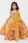 Buy_Mamma Plz_Yellow Handwoven Chanderi Printed Floral Botanic Lehenga Set _Online_at_Aza_Fashions