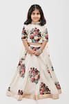 Buy_Mamma Plz_Ivory Handwoven Chanderi Printed Floral Bouquet Lehenga Set _at_Aza_Fashions