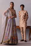 Kalista_Ivory Achkan Viscose Silk Embroidered Aztec Parv Kurta Set _at_Aza_Fashions