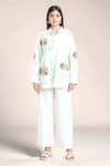 Buy_Rahul Mishra_White Poplin Applique Embroidery Carnation Floral Shirt Collar  _at_Aza_Fashions