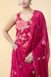 Shop_Kalakaari By Sagarika_Maroon Georgette Print Floral Bloom V Neck Kurta Palazzo Set _Online_at_Aza_Fashions