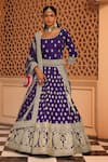 Buy_Sheetal Batra_Purple Lehenga And Blouse Raw Silk Embroidery Pearl Aasmaa Floral Butti Set _at_Aza_Fashions