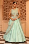 Buy_Sheetal Batra_Green Lehenga And Blouse Raw Silk Embroidery Kirandori Scoop Neck Afsa Set _at_Aza_Fashions