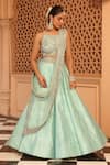 Buy_Sheetal Batra_Green Lehenga And Blouse Raw Silk Embroidery Kirandori Scoop Neck Afsa Set _Online_at_Aza_Fashions