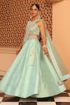 Shop_Sheetal Batra_Green Lehenga And Blouse Raw Silk Embroidery Kirandori Scoop Neck Afsa Set _Online_at_Aza_Fashions