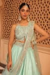 Buy_Sheetal Batra_Green Lehenga And Blouse Raw Silk Embroidery Kirandori Scoop Neck Afsa Set 