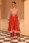 Buy_Sheetal Batra_Orange Chauga Kurta Silk Chanderi Embroidery Floral Aiman With Salwar _at_Aza_Fashions