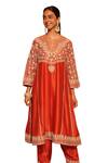 Buy_Sheetal Batra_Orange Chauga Kurta Silk Chanderi Embroidery Floral Aiman With Salwar _Online_at_Aza_Fashions