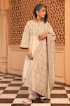 Buy_Sheetal Batra_Ivory Chauga Kurta And Dupatta  Silk Chanderi Embroidery Aiman Salwar Set _at_Aza_Fashions