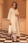 Sheetal Batra_Ivory Chauga Kurta And Dupatta  Silk Chanderi Embroidery Aiman Salwar Set _Online_at_Aza_Fashions