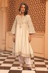 Buy_Sheetal Batra_Ivory Chauga Kurta And Dupatta  Silk Chanderi Embroidery Aiman Salwar Set _Online_at_Aza_Fashions