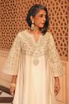 Sheetal Batra_Ivory Chauga Kurta And Dupatta  Silk Chanderi Embroidery Aiman Salwar Set _at_Aza_Fashions