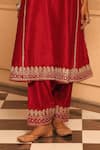 Buy_Sheetal Batra_Red Chauga Kurta And Dupatta  Silk Chanderi Embroidery Aiman A-line Salwar Set _Online_at_Aza_Fashions