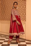 Shop_Sheetal Batra_Red Chauga Kurta And Dupatta  Silk Chanderi Embroidery Aiman A-line Salwar Set _Online_at_Aza_Fashions