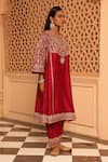 Sheetal Batra_Red Chauga Kurta And Dupatta  Silk Chanderi Embroidery Aiman A-line Salwar Set _at_Aza_Fashions