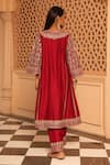 Shop_Sheetal Batra_Red Chauga Kurta Silk Chanderi Embroidery Floral Aiman A-line With Salwar _at_Aza_Fashions